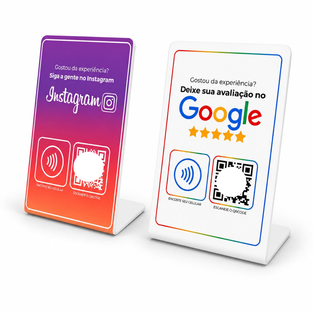 Kit Placa Instagram + Placa Avaliação Google Com Nfc E Qrcode (aproximação) onetag cartão de visita digital