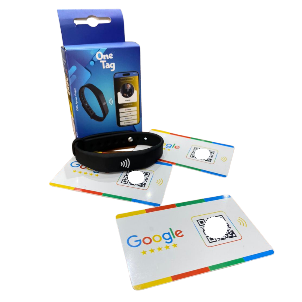 Avaliação Google 3 Cartão + Pulseira Aproximação E Qrcode Branco