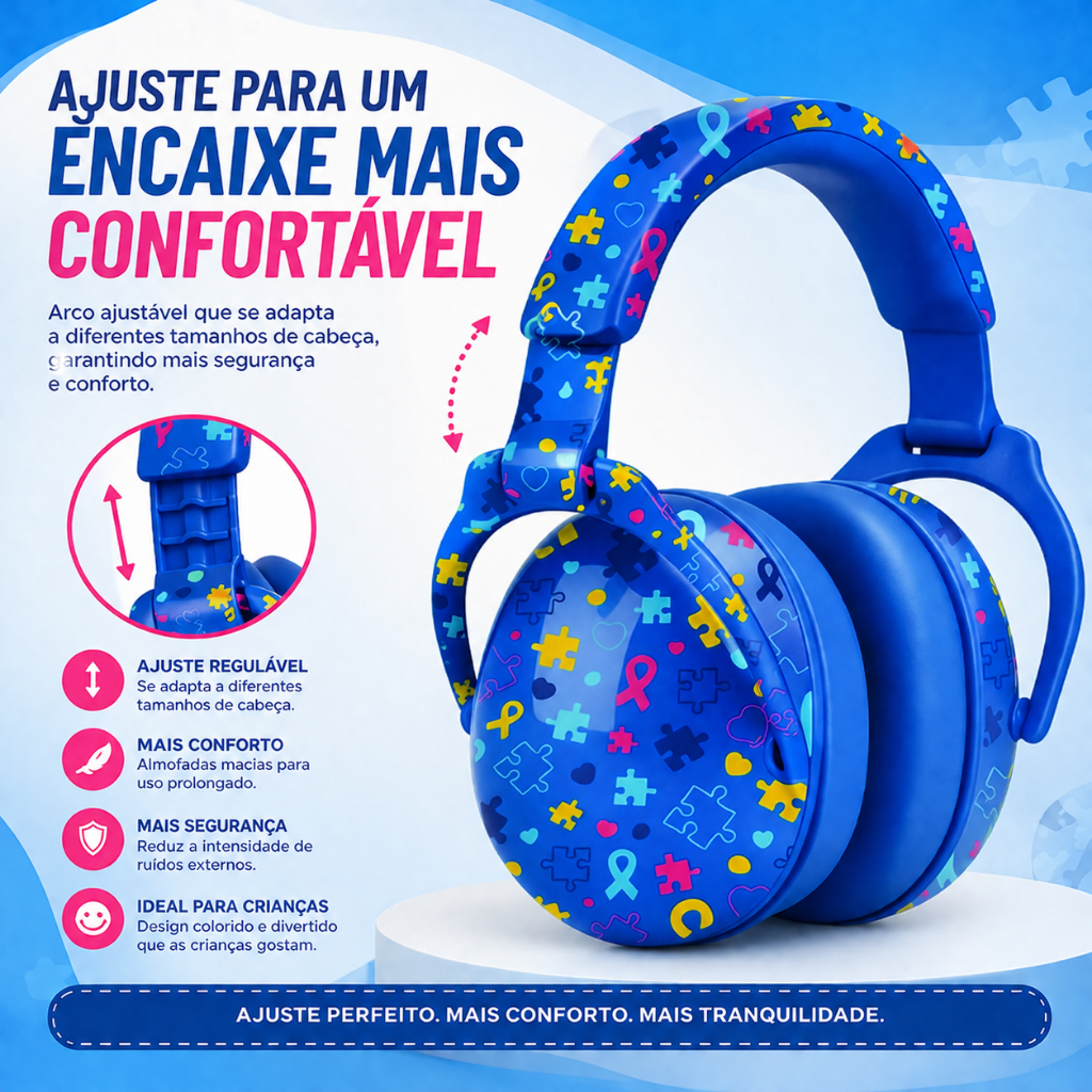 Abafador de Ruídos Light Blue 32Db Autista I Autismo Tea I Conforto Sonoro