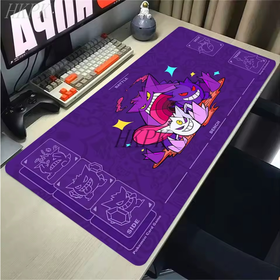 Mouse Pad Gamer Grande Pokémon Gengar Antiderrapante Base de Borracha Superfície Lisa Gaming