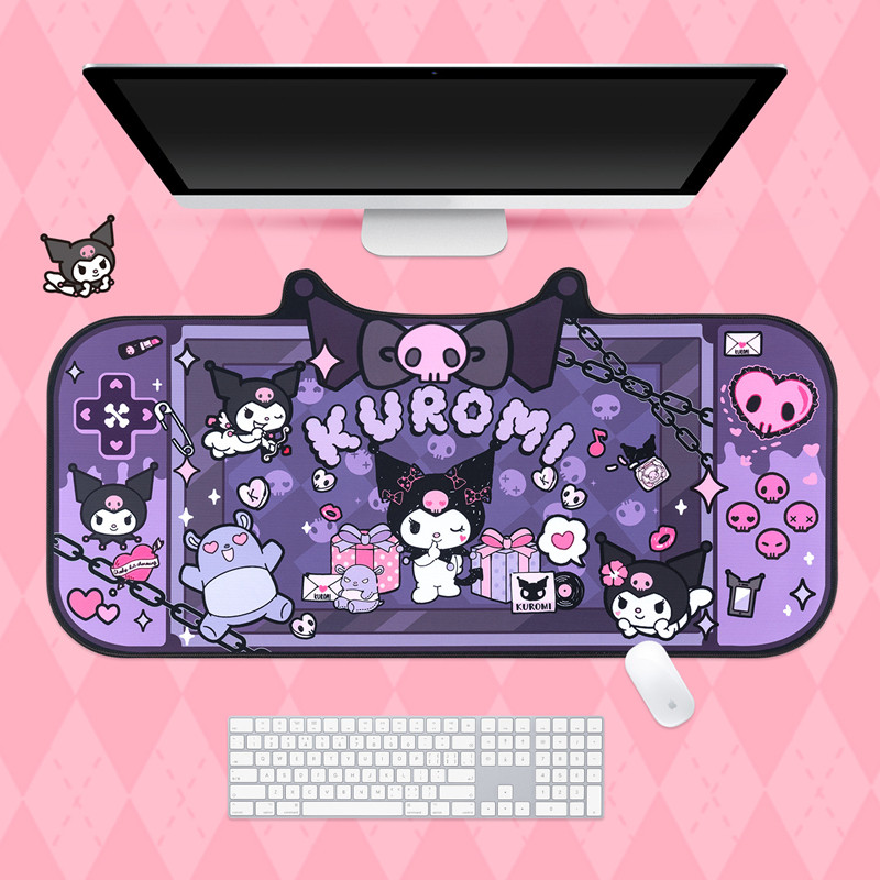 FTTOT Bonito Kuromi Mouse Pad Engrossado Antiderrapante Oversized Computador Mesa Pad Gaming Game Keyboard Pad