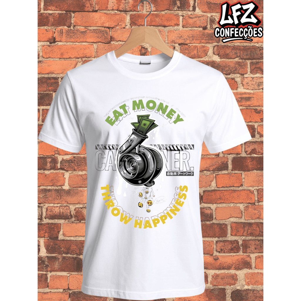 Camiseta Turbina Money Spider Turbo Turbina Sped Carro Car Camisa Blusa Unissex 100% Algodão Envio Imediato!! Plus Size