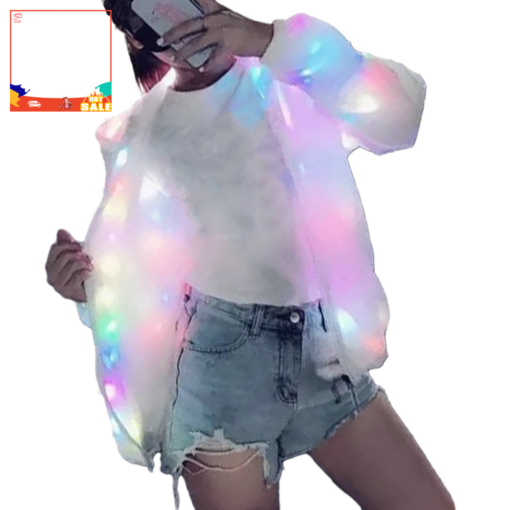 Illuminated Outdoor Jacket Led Fall Winter Light-up for Men Women Colorful Hooded Coat with Pockets Long Sleeve Glow Cos