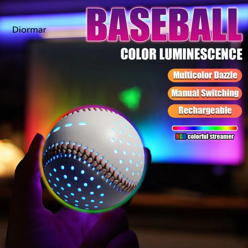 Glow-in-the-dark Baseball Fielding and Hitting Drills Ball Glow Led Light Up Toy with 6 Colors Rechargeable Faux Leather