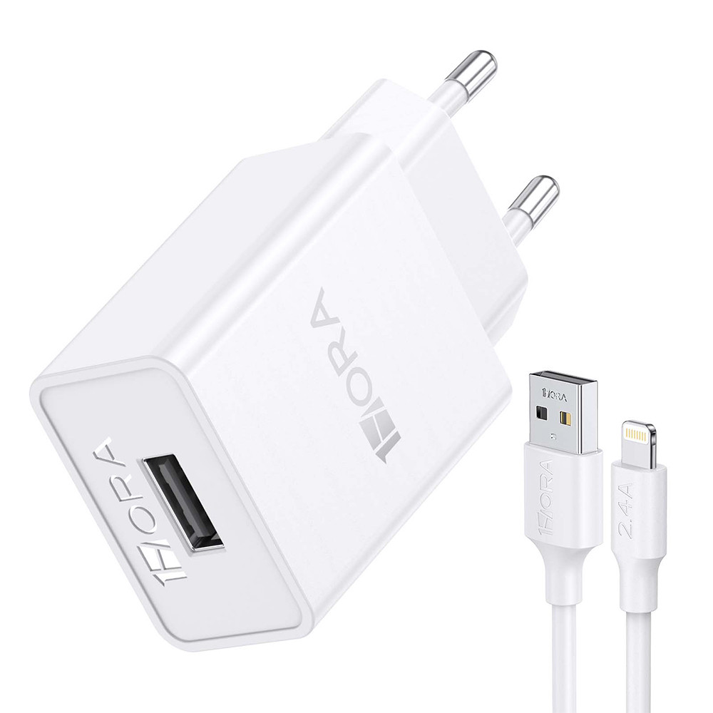 Carregador Usb 1Hora + Cabo Lightning 2.0A iPhone Branco