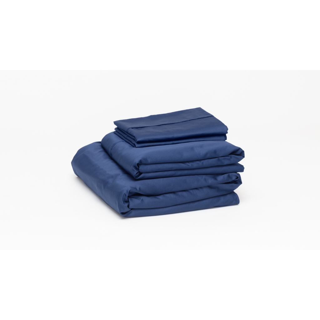 Jogo de Cama Luuna Set Algodão 400 Fios Branco, Azul e Cinza