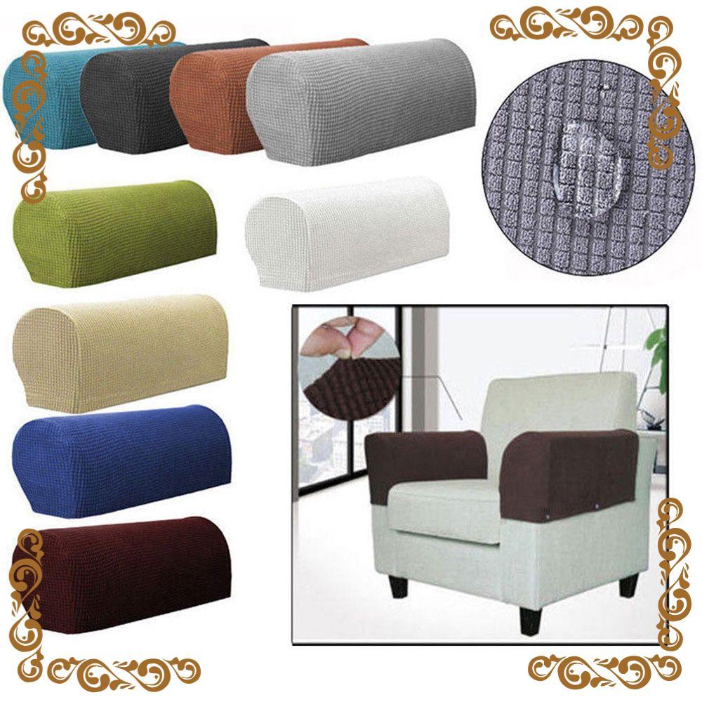 PEONYQ 2 Pçs/SET Protetor De Braço Para Sofá Sólido Stretch Fit Fleece
