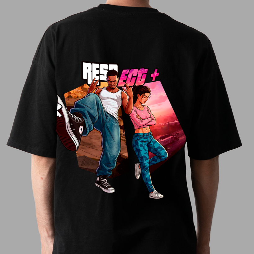 Camiseta Oversized GTA 6 e GTA San Andreas GTA Six 100% Algodão Camisa Gamer