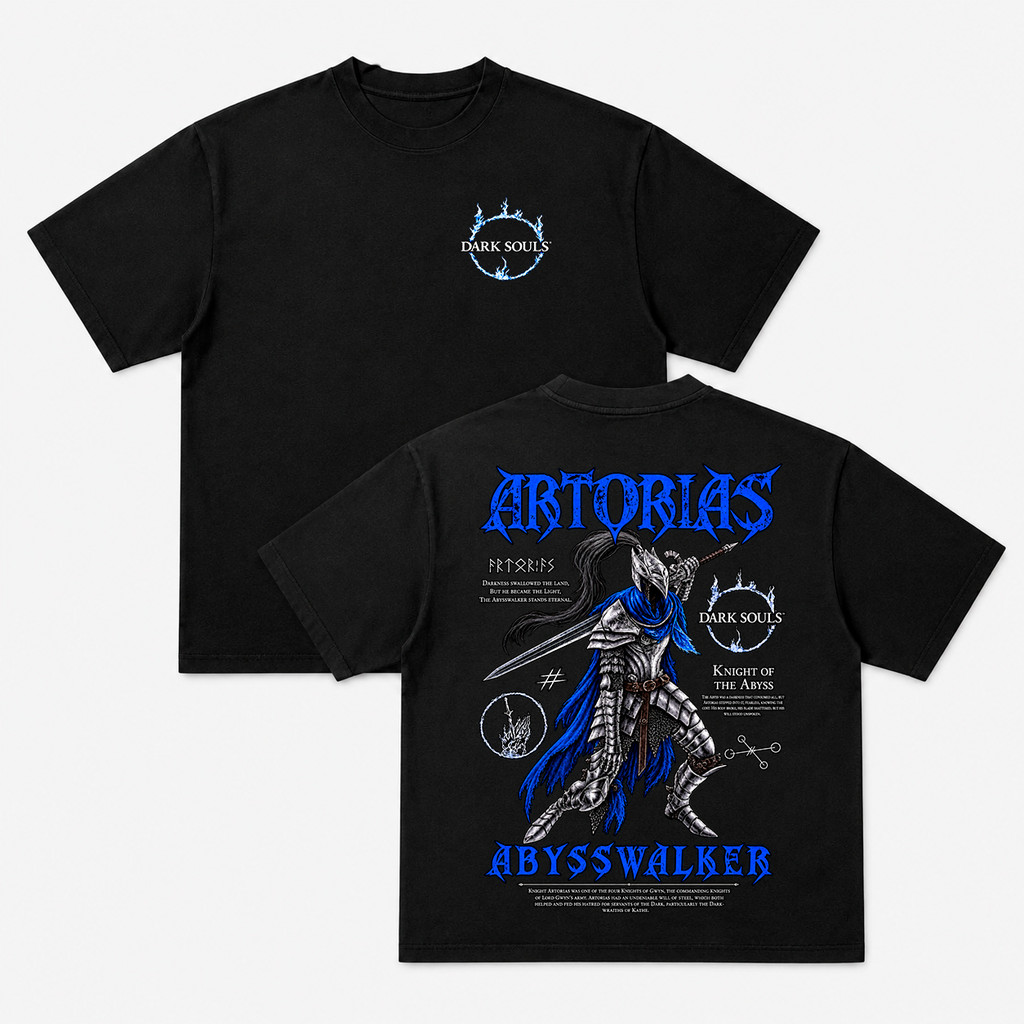 Camiseta Dark Souls Artorias Oversized 100% Algodão Unissex Frente e Costas Streetwear Gamer Várias Cores