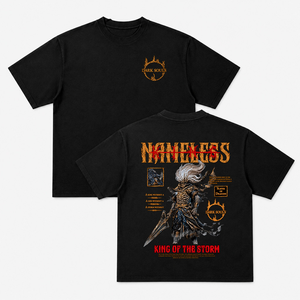 Camiseta Dark Souls Nameless King King of the Storm Oversized 100% Algodão Unissex Streetwear Gamer Várias Cores