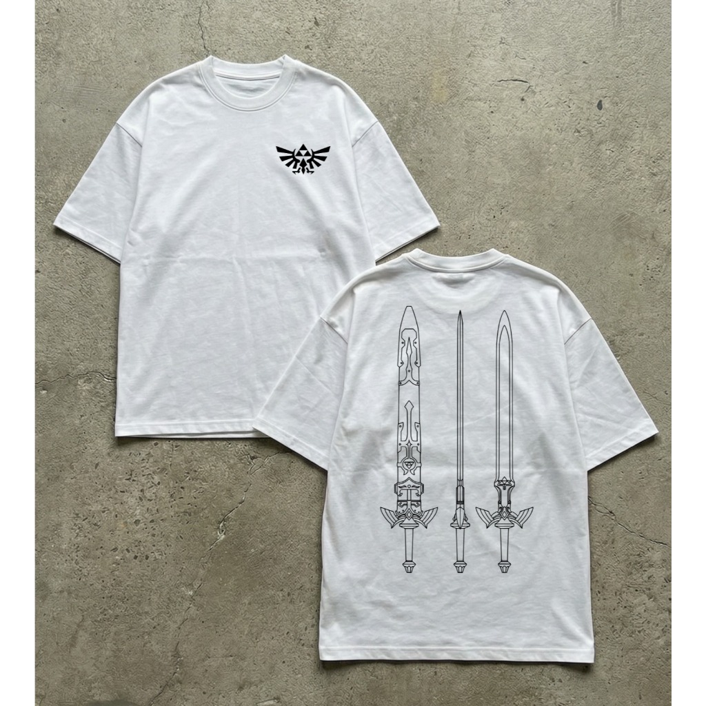 Camiseta Oversized Zelda Triforce Espadas Master Sword Estampa Geek Anime Gamer Unissex Streetwear
