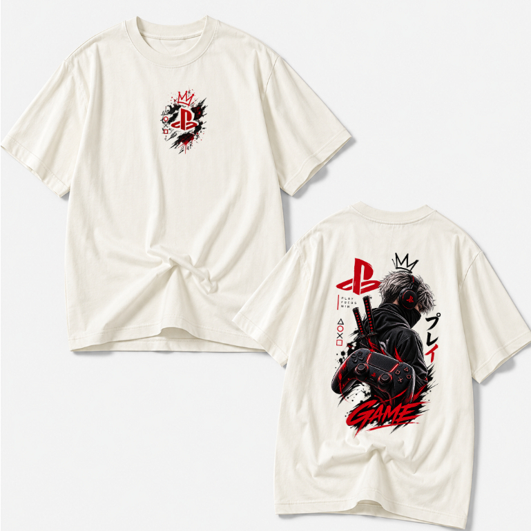 Camisa Camiseta  Gamer Estampada Oversized Streetwear PlayStation Game Controle Manga Curta