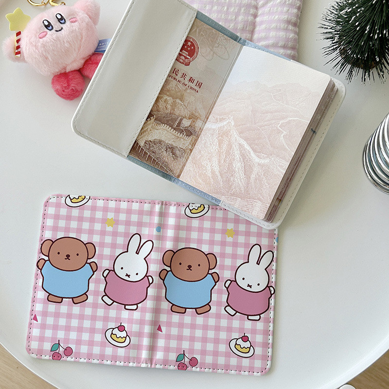Miffy Rabbit Super Cute Card Holder Bolsa de documentos Capa protetora Multi-desenho animado Porta-passaporte Função Car
