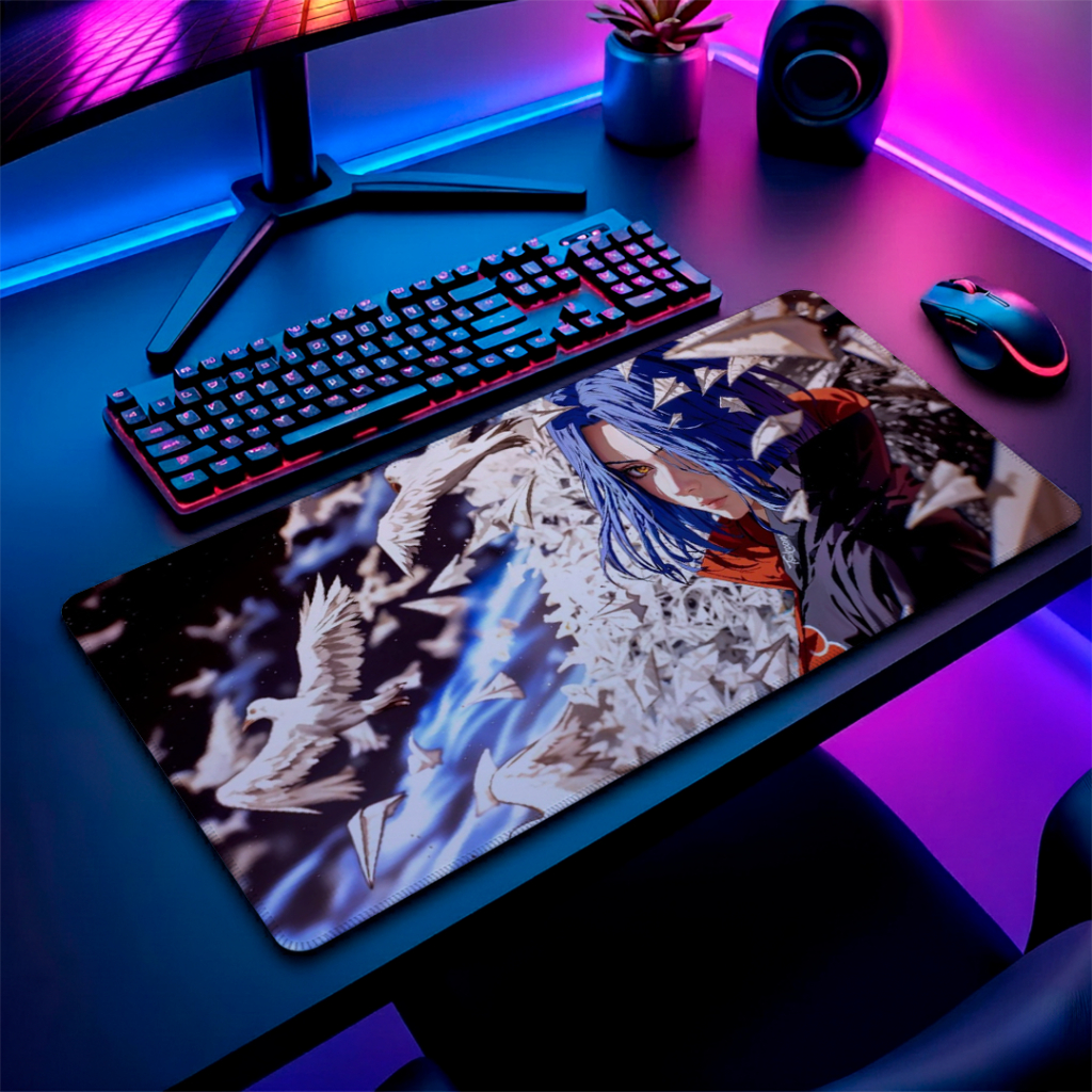 Mousepad Gigante Desk Pad Estampa Anime Mistico Dragao Bordas Reforcadas Base Emborrachada p/ Setup Gamer e Home Office