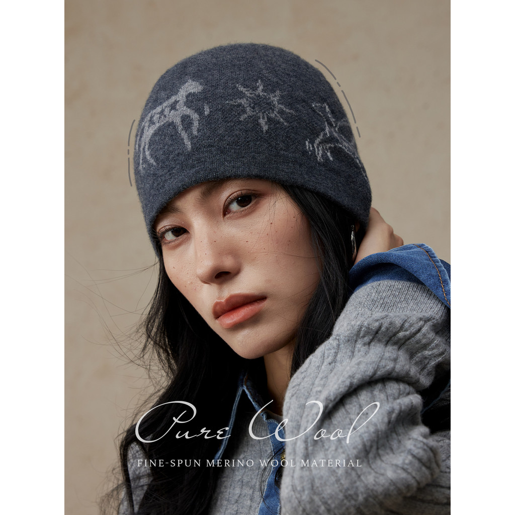 Yingmei Star Pegasus 丨 100% lã série montanha chapéu frio chapéu Baotou inverno grande circunferência da cabeça caminhad