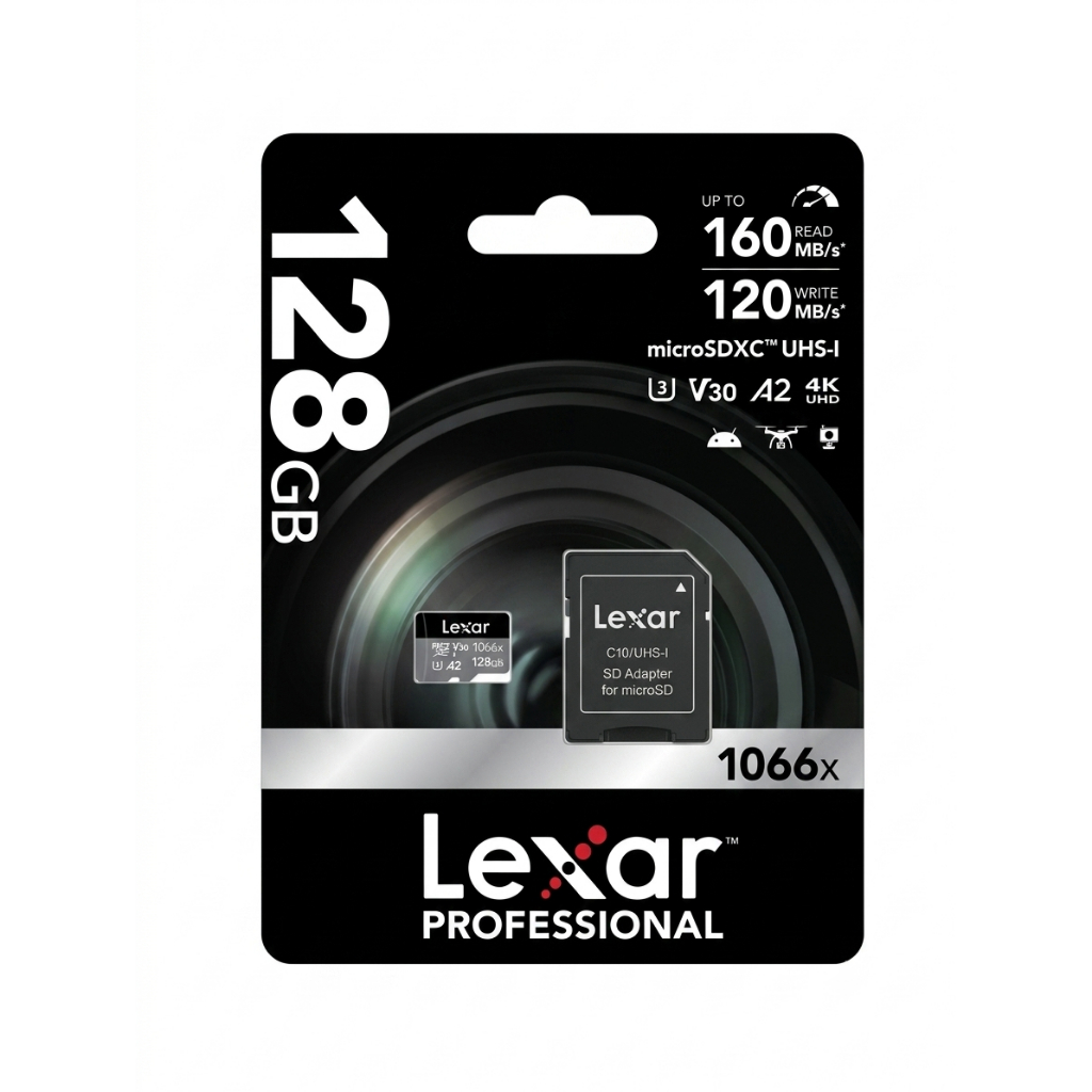 Cartão micro SD Lexar Professional para Drones e dispositivos Profissionais  128 GB