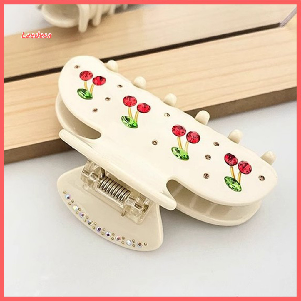Durable Headwear Clip Hair Sparkling Rhinestone Cherry Claw – Wide Tooth Shark for Back Head Elegant Decorative Access