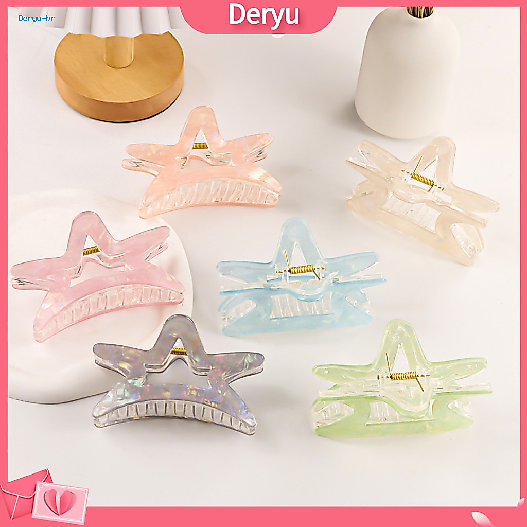 Practical Hair Grip Medium Size Five-pointed Star Claw Clip – Strong Anti-slip Shark Teeth Accessory for Back Head Sty