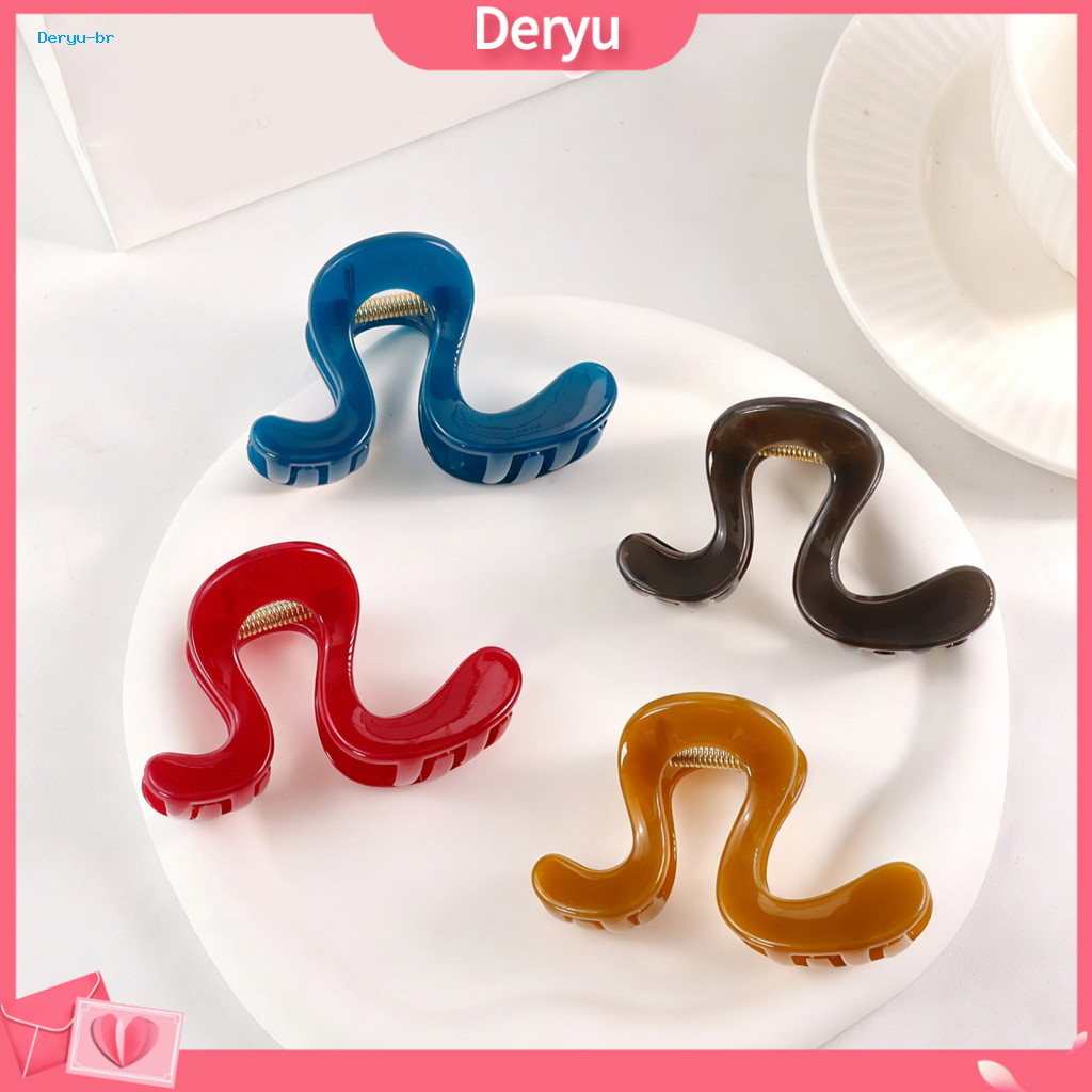 Anti-slip Hair Claw Durable Clip Strong Grip for Long Thick Geometric Wave Shape with Teeth Shark Back for Women for Sou