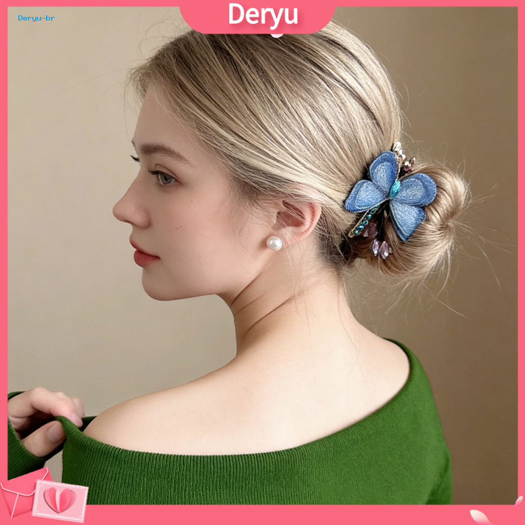 Non-damaging Hair Clip Retro Style Embroidered Butterfly Claw – Strong Grip Anti-slip Teeth Organizer for Back Head St