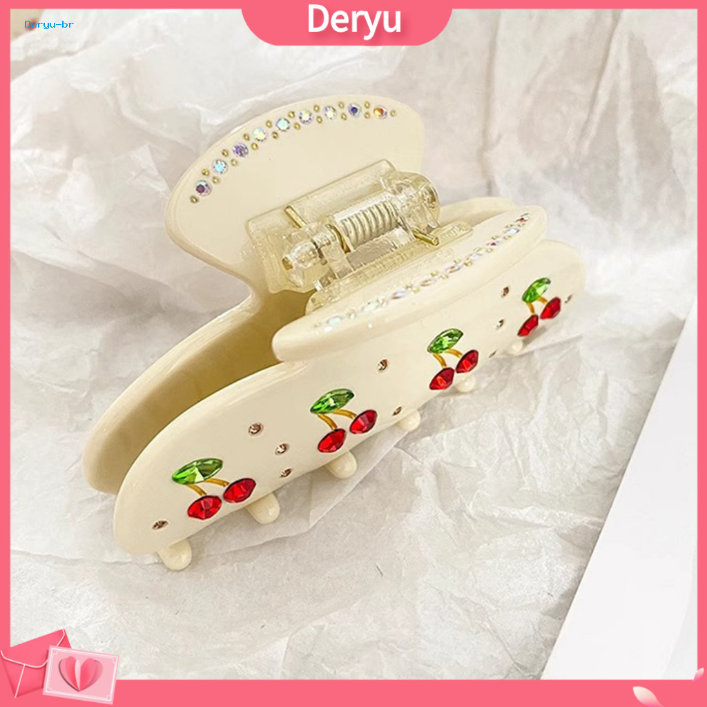 Jelly Gloss Hair Clip Sparkling Rhinestone Cherry Claw – Wide Tooth Shark for Back Head Elegant Decorative Accessory f