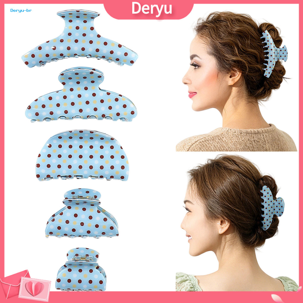 Sturdy Hair Claw Clip Back Head for Women Strong Grip Dot Print Anti-slip Teeth Accessory Durable for Wear and Styling S