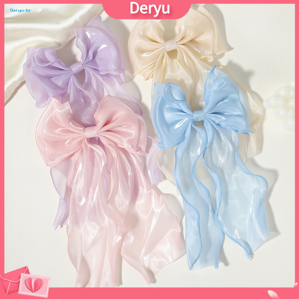 Bow Hairpin Hair Accessories Cute Women Cartoon Bowknot Long Ribbon Clip Back Head Accessory Stylish Styling Tool for Gi