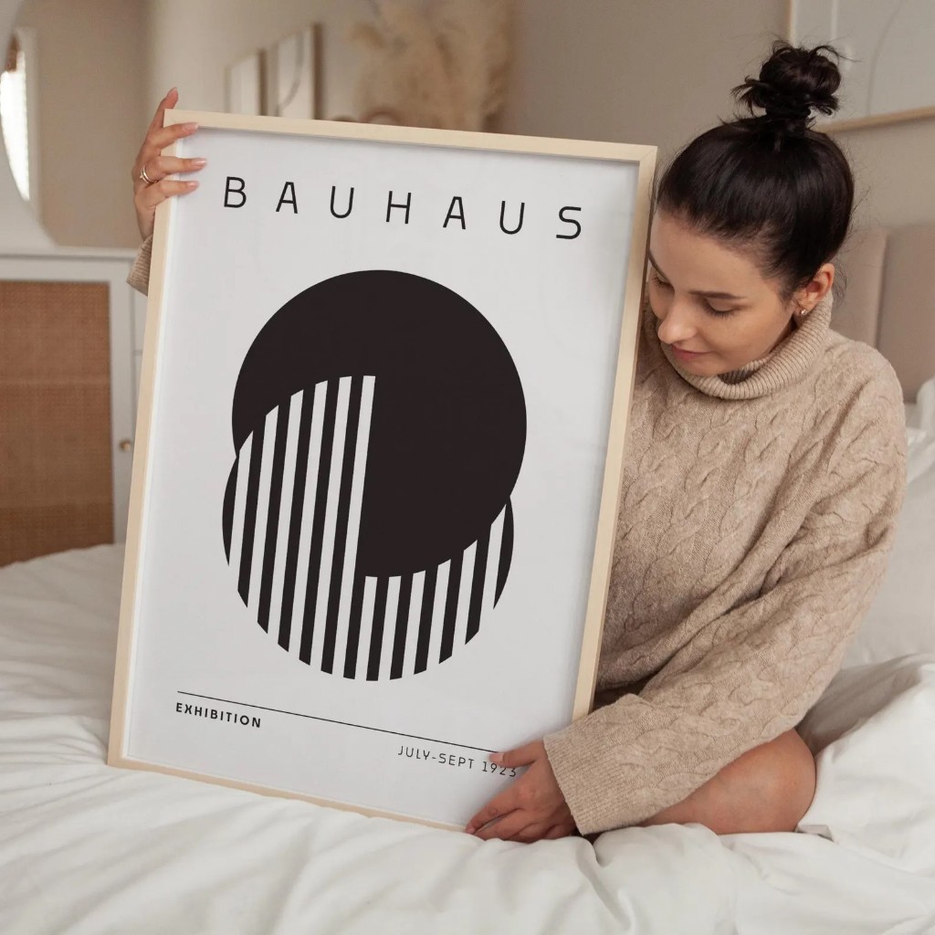 Quadro Decorativo Geométrico Moderno com Moldura Bauhaus – Angled Vision No1