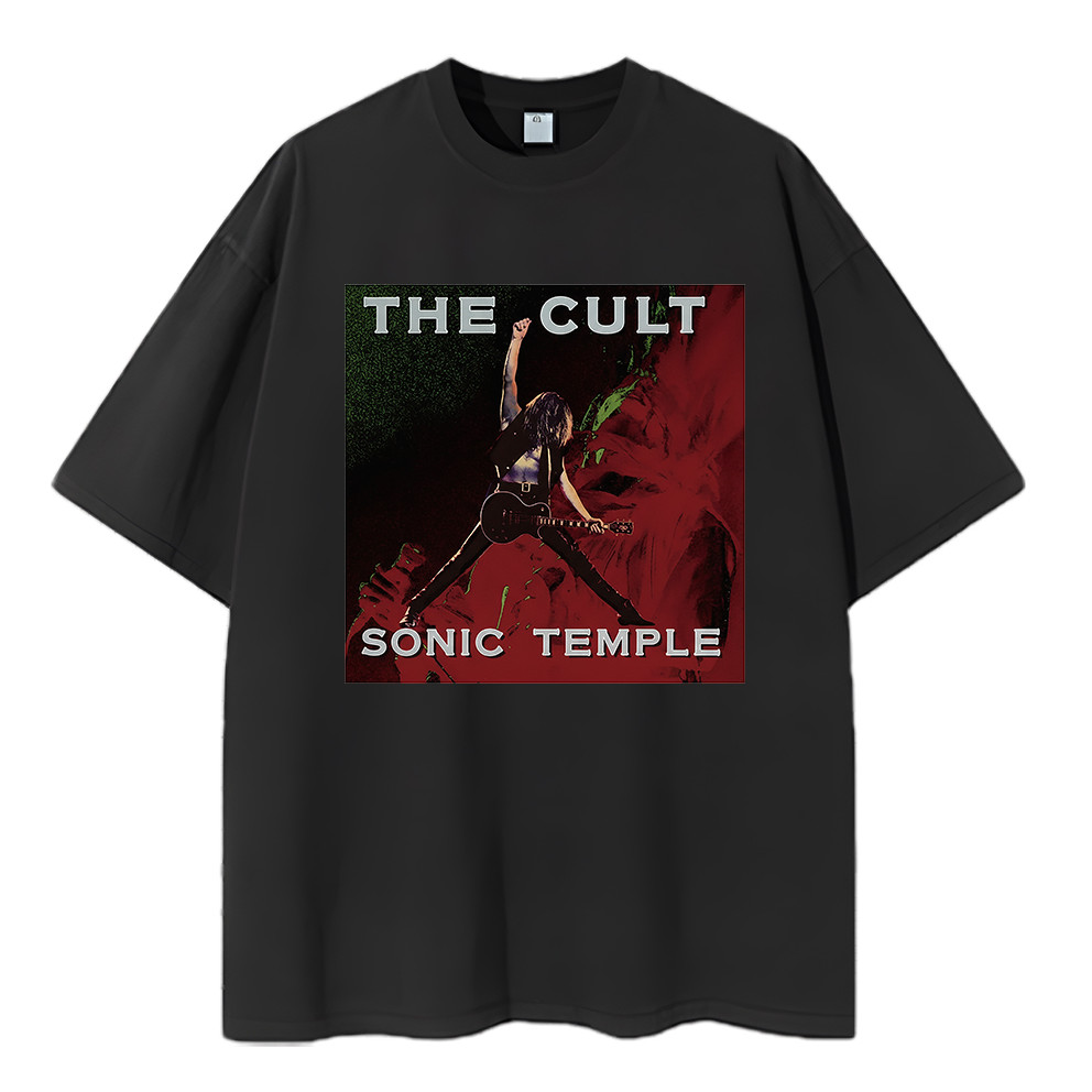 2026 Camiseta Masculino Oversized Rock Band Guitarist Pose Red Green Background Streetwear Novo
