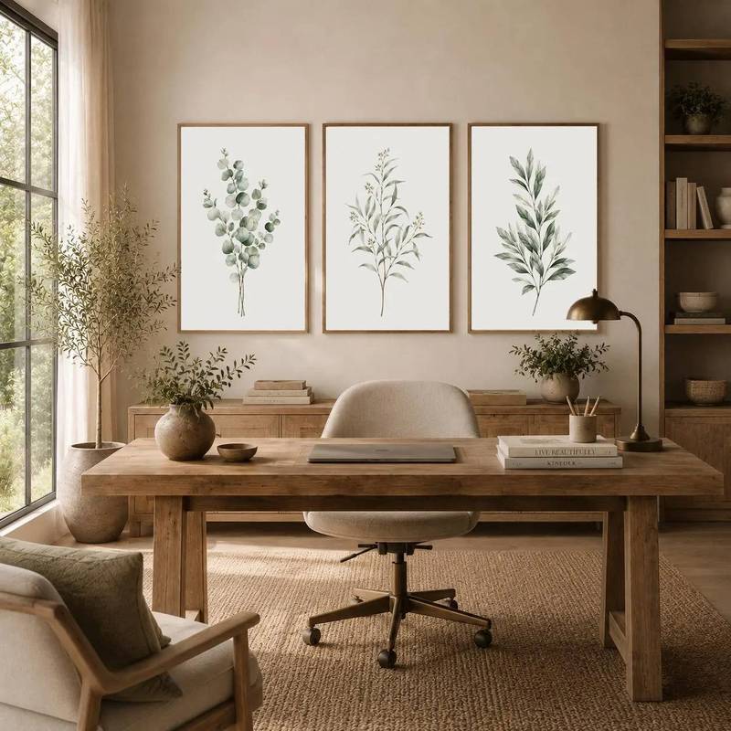 Botanical Poster  Wall Art  canvas painting Branches Botanical White Background Sage Green Eucalyptus Leaf Gallery Tript