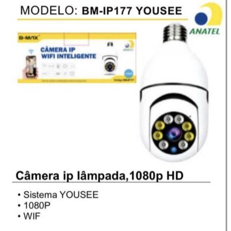 CÂMERA IP PANORÂMICA LAMPADÂ WIFI FULL HD 1080P