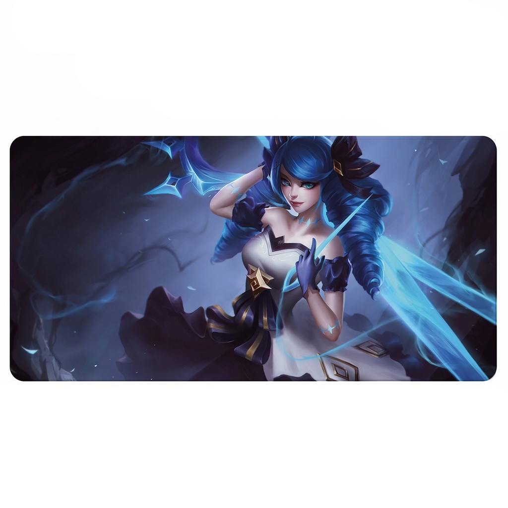 Desk Mat  Azul Fantasia Guerreira Retangular Para Mesa PC Teclado Mouse Pad Gamer Acessório