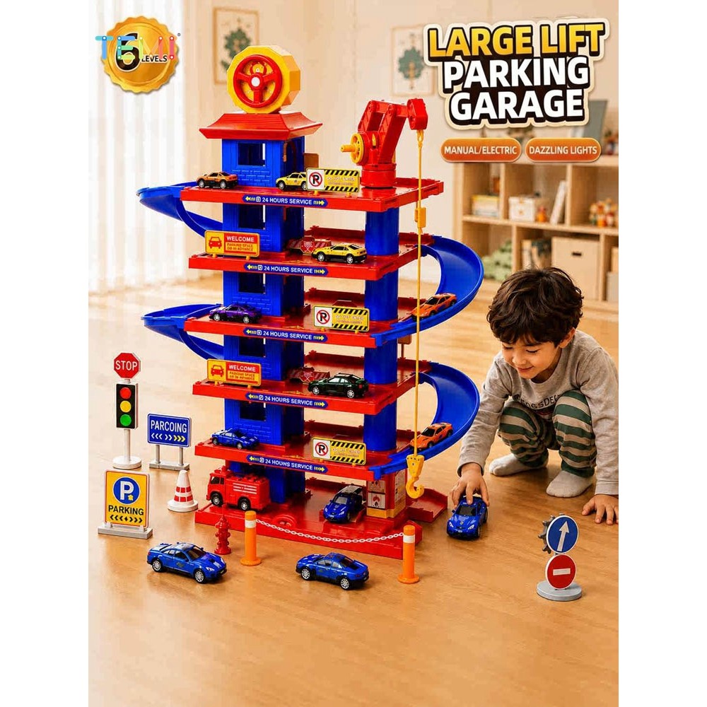 TEMI Multi Layer Track Estacionamento Montado Puzzle Car Brinquedo Educacional Infantil Presente De Aniversário E Feriad