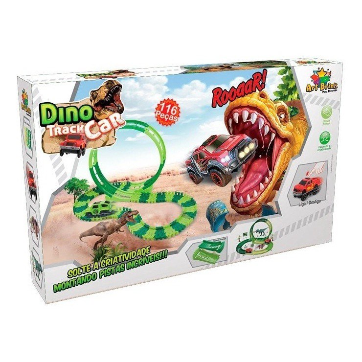 Pista Dinossauro Track Car Art Brink 1 Carro 116 Pecas