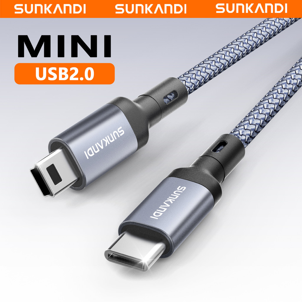 SUNKANDI 480Mbps Mini USB Para C Cabo OTG V3 Trançado Câmeras Dashcams Mp3
