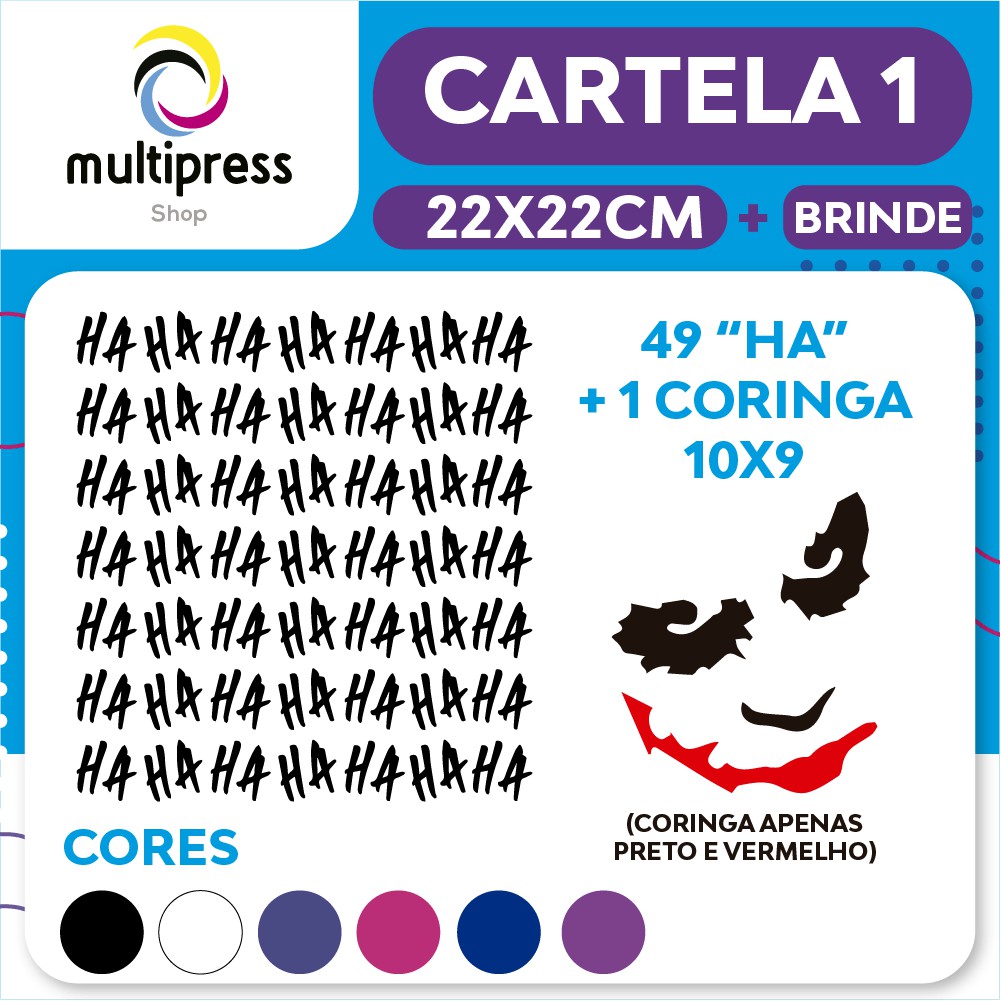 Cartela1 / Kit Adesivo do Coringa com 49 