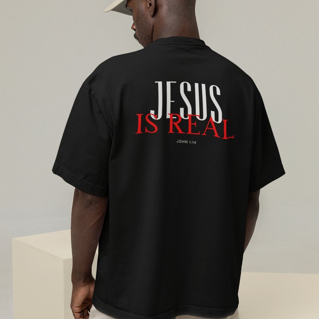 Camiseta Oversized Plus Size Cristã Católica Gola Alta Streetwear Algodão JESUS 421