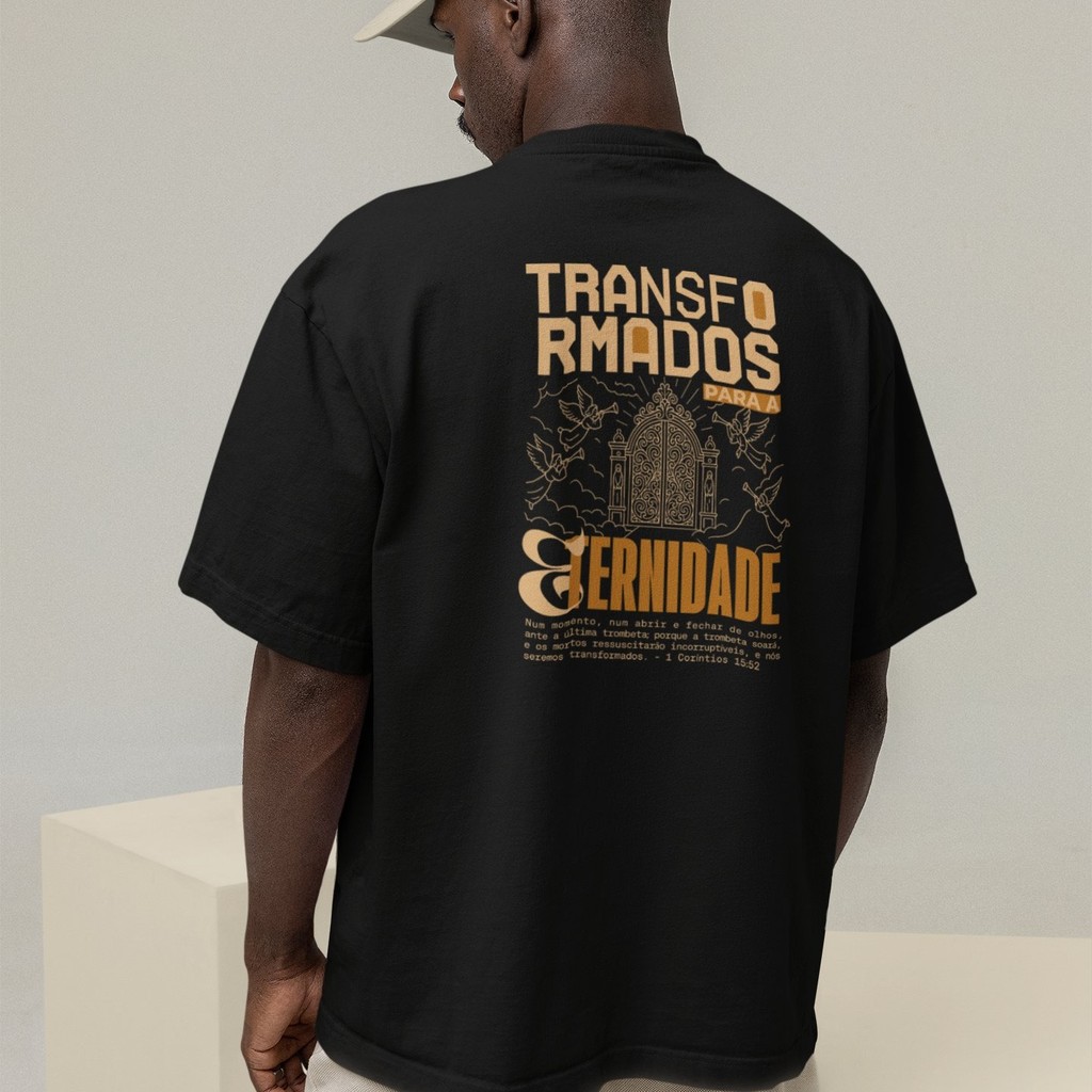 Camiseta Oversized Plus Size Cristã Católica Gola Alta Streetwear Algodão TRANSFORMADOS 332