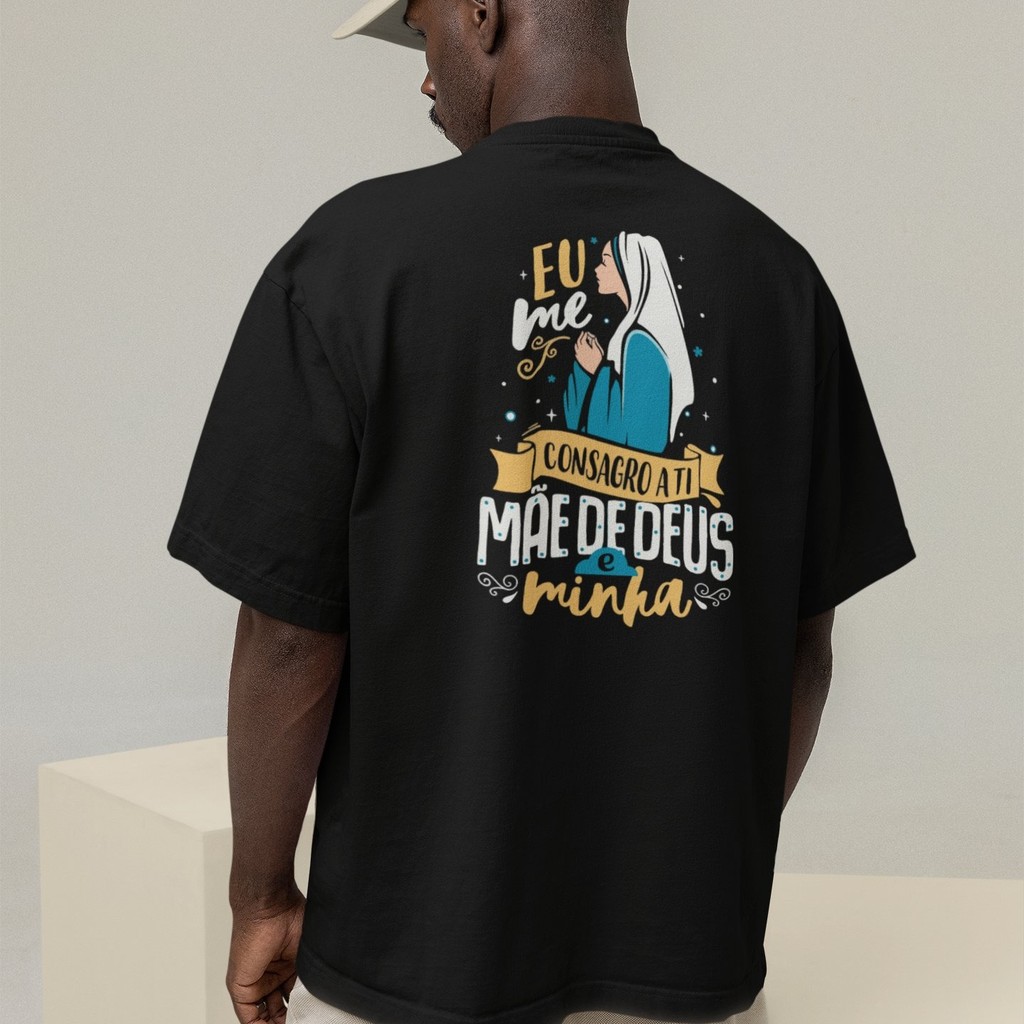 Camiseta Oversized Plus Size Cristã Católica Gola Alta Streetwear Algodão MÃE DE DEUS 268