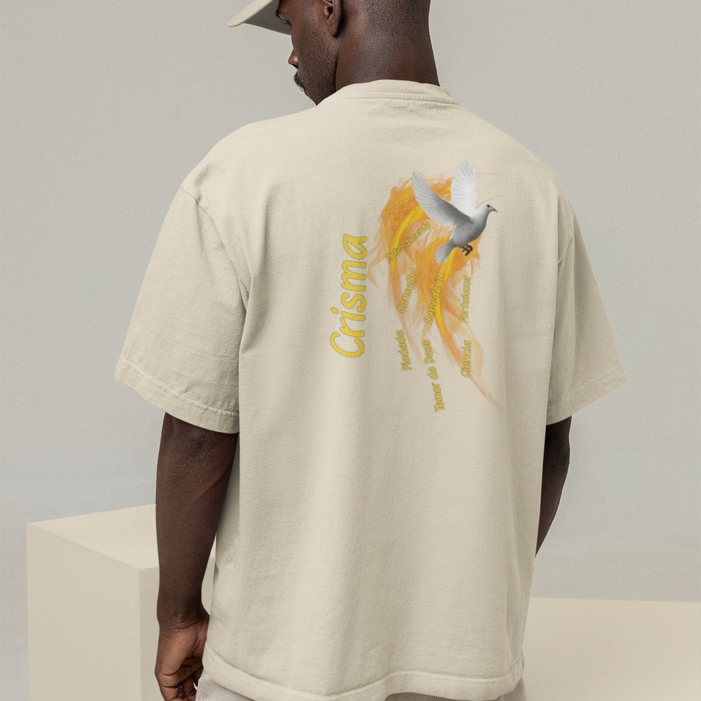 Camiseta Oversized Plus Size Cristã Católica Gola Alta Streetwear Algodão CRISMA