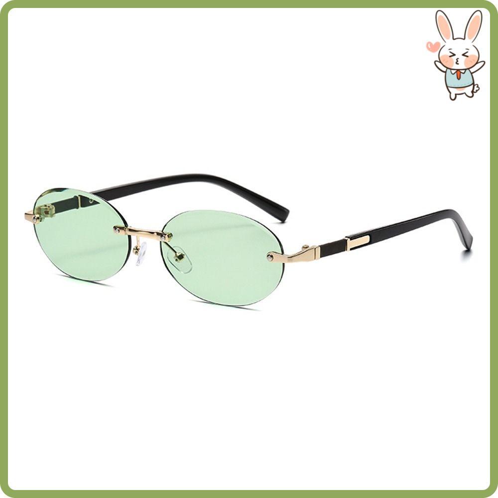Óculos De Sol Com Armação Oval , Sem Cortada Trendy UV400 Protection Street Style Y2K Eyewear for Women