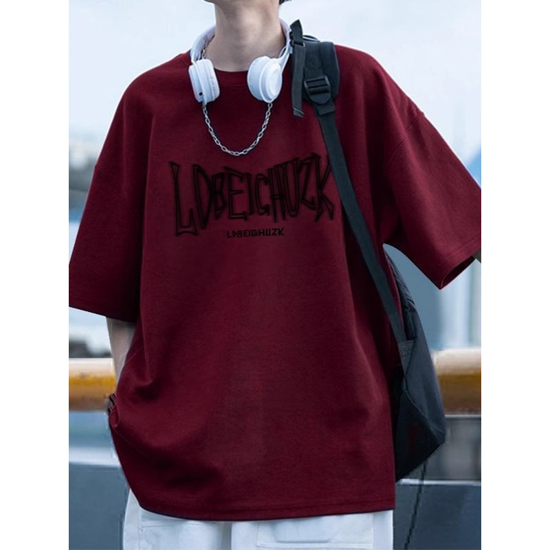 Estilo Hong Kong Estilo Japonês Street Wear Novo Estilo Pesado Algodão Manga Curta Camiseta Masculina Verão ins Trendy S