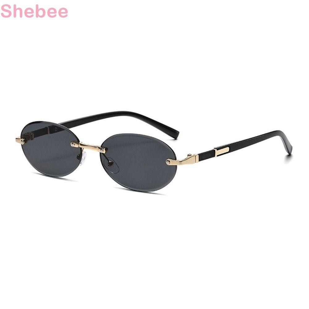 LUCKY-SHEBEE Óculos De Sol Com Armação Oval , Sem Cortada Trendy UV400 Protection Street Style Y2K Eyewear for Women