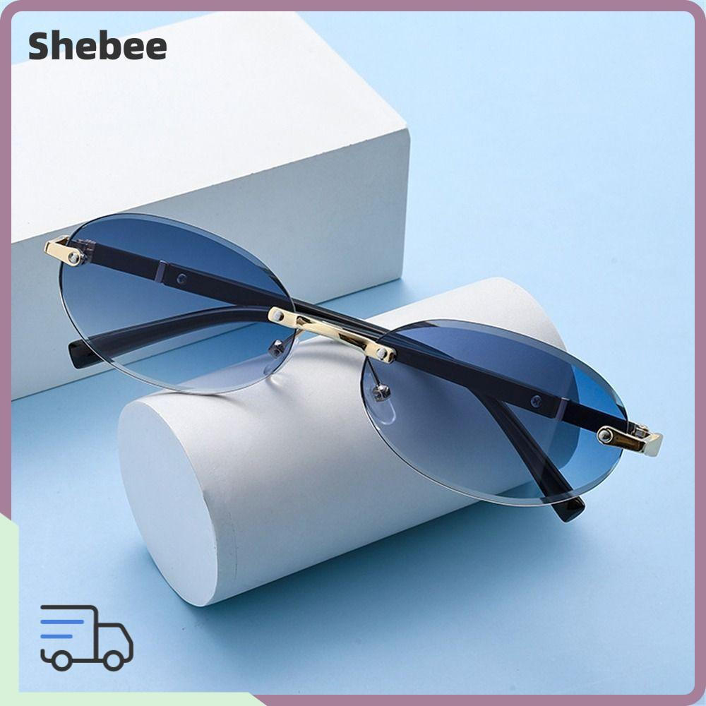 LUCKY-SHEBEE Óculos De Sol Com Armação Oval , Sem Cortada Trendy UV400 Protection Street Style Y2K Eyewear for Women