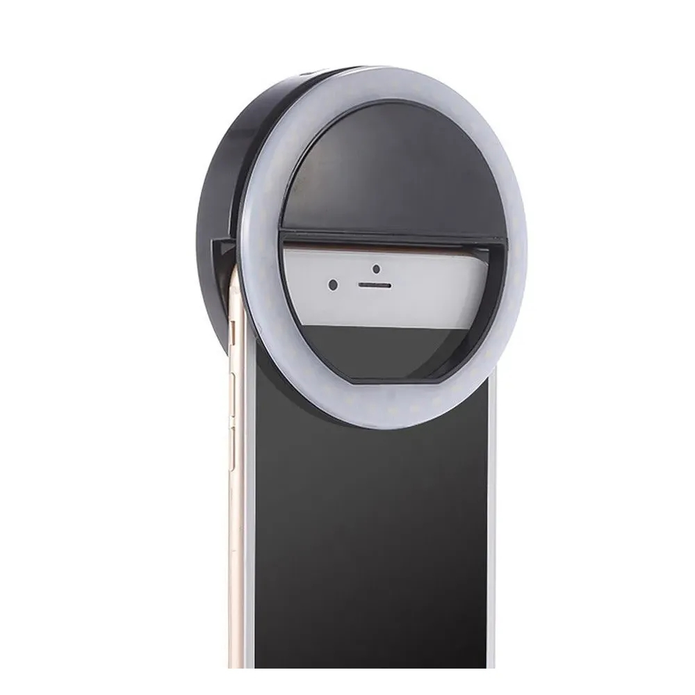 Luz De Selfie Flash Para Celular Portatil Clipe Anel PRETO