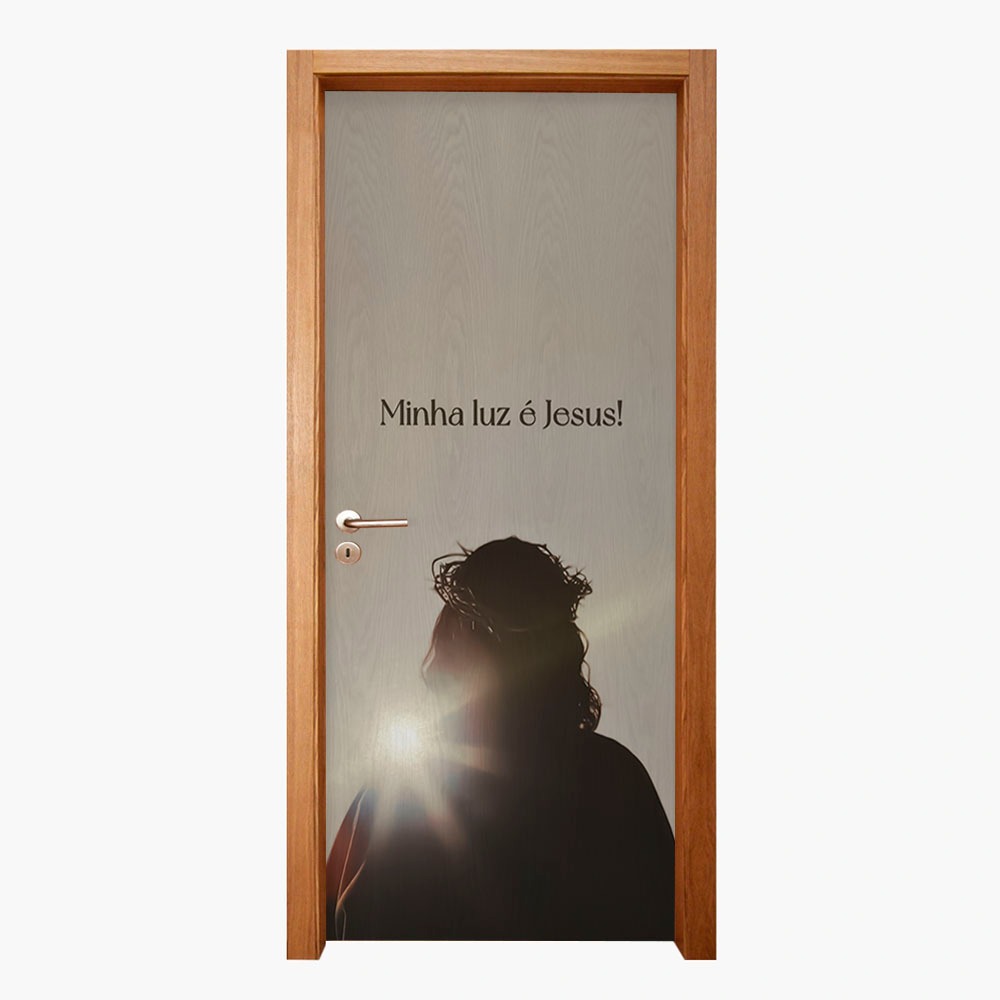 Capa para Porta Católica Decoração Cristã para Ambientes Religiosos Minha Luz é Jesus