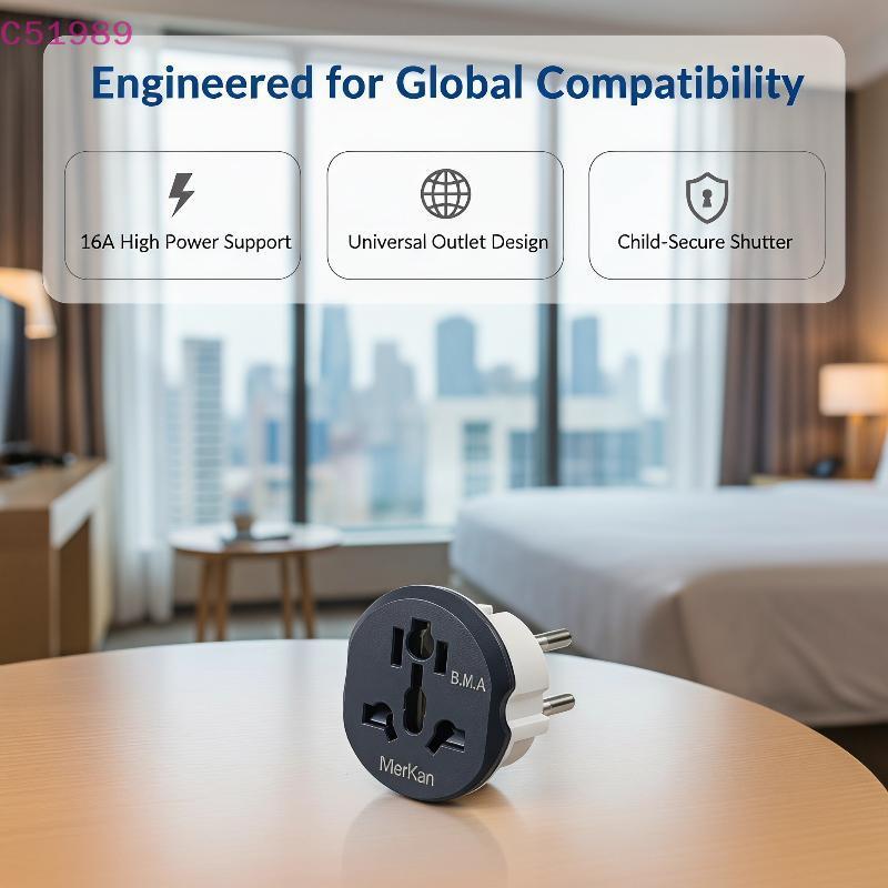 [kaan] Adaptador De Viagem Universal Compacto Da Ue 16A AC Power Soet Converter Reino Unido Eua AU Para Uso Em Viagens H