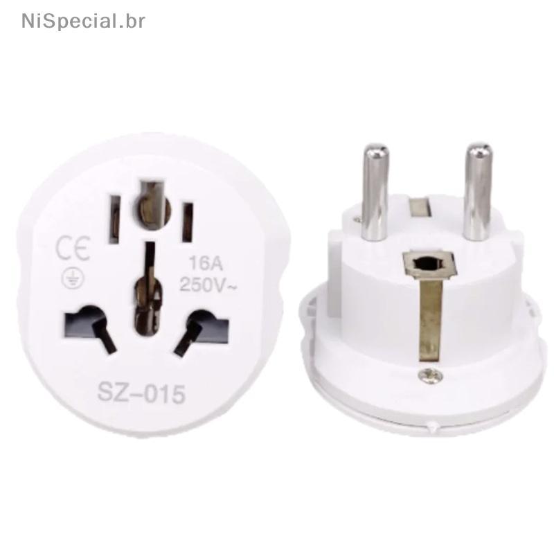 [Nis] Adaptador De Viagem Universal 16A Ue Conversor Euro Reino Unido Eua AU Para AC Power Soet Plug Carregador 250V [BR