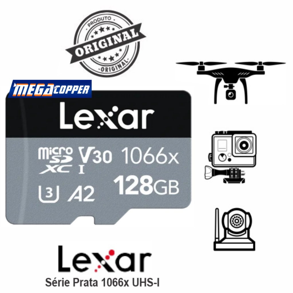 Cartão de Memória 4K Micro SD Original Lexar 128gb 160Mb/s velocidade Games Drones Smartphones