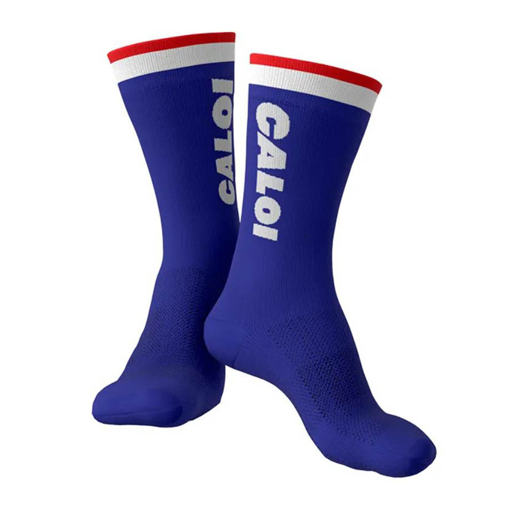 MEIA CALOI XTEME COOL CANO MÉDIO AZUL/VERMELHO